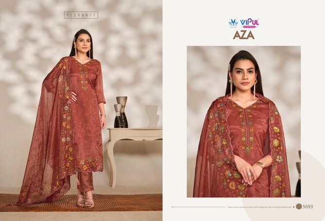 Aza By Vipul Soft Organza Designer Salwar Kameez Wholesale Shop In Surat
